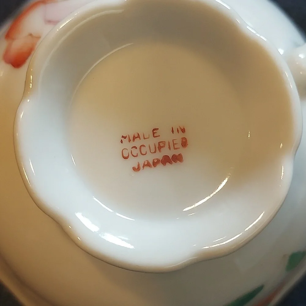 Tea Cup and Saucer made in occupied Japan Collectible Rare Pink White